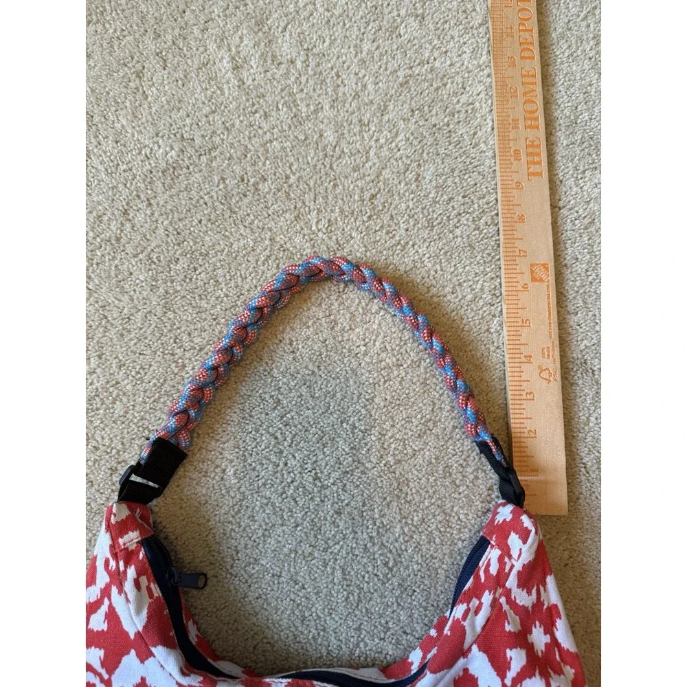 KAVU Hobo Shoulder Bag Purse Handbag Red & White Braided‎ Shoulder Strap